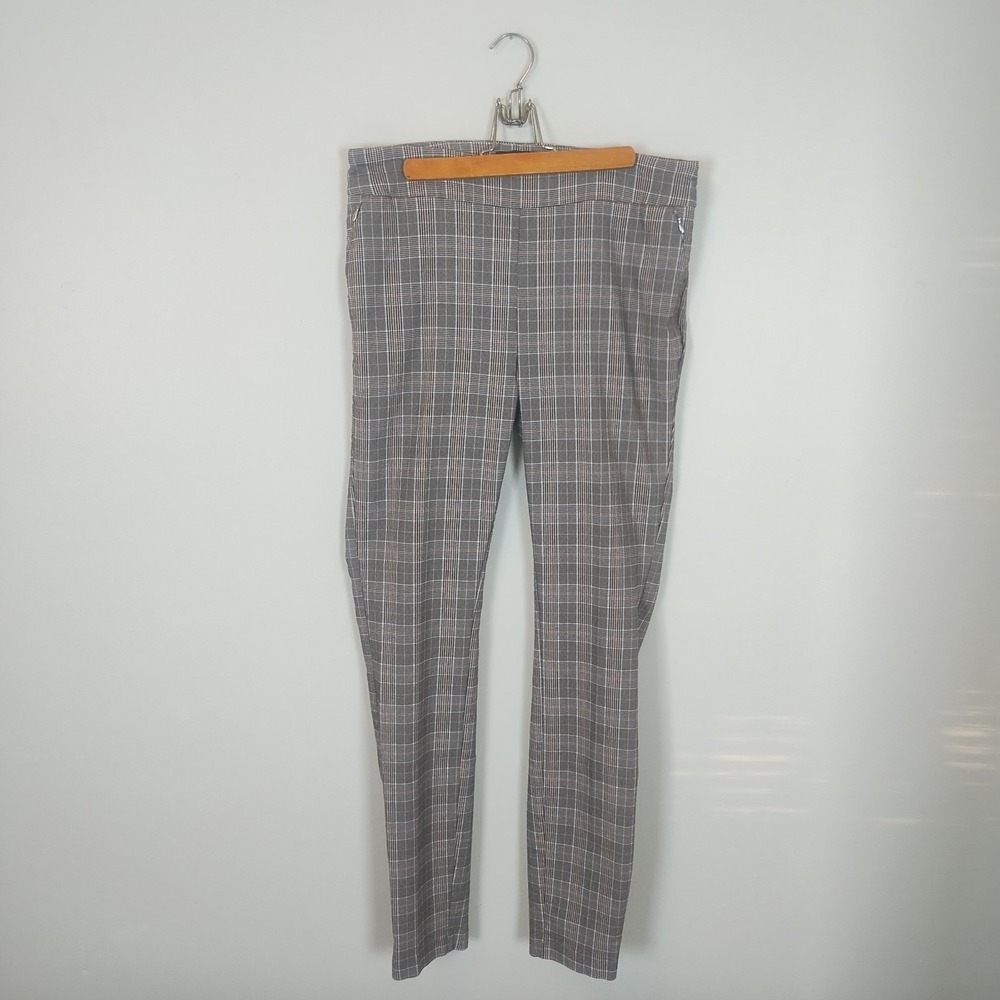 Rekucci‎ Skinny Trousers Women's 8 Brown Plaid Preppy Equestrian Light Academia